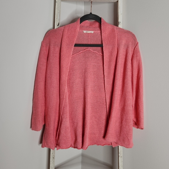 Eileen Fisher Sweaters - Eileen Fisher Cardigan womens Medium 100% hemp pink Italian yarn open front
